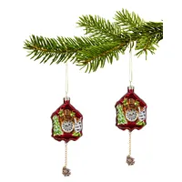 15.5cm Glass Cuckoo Clock Hanging Decoration image