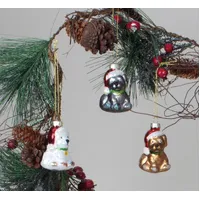 6.3cm Glass Dog Hanging Decoration (Set Of 3) image