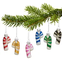 7.5cm Glass Candy Cane Hanging Decoration- Assorted Designs image