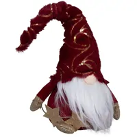 42cm Gnome With Burgundy Hat & Gold Stars image