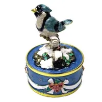 Blue Finch Enamel Music Box (Tchaikovsky- Dance Of The Sugar Plum Fairy) image