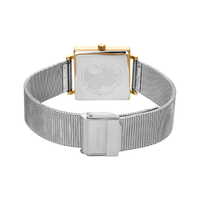 26mm Classic Collection Womens Watch With White Square Dial & Silver Milanese Strap & Gold Case By BERING image