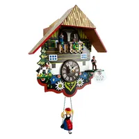 Swiss House Battery Chalet Clock With Dancers & Swinging Doll 19cm By TRENKLE image