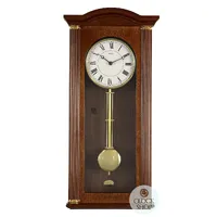 64cm Walnut Battery Chiming Wall Clock With Brass Accents By AMS image