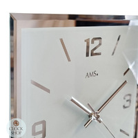 27cm White Square Mirrored Glass Silent Wall Clock By AMS image