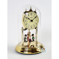 23cm Gold Anniversary Clock With Black Forest Figurines & Cream Dial By HALLER image