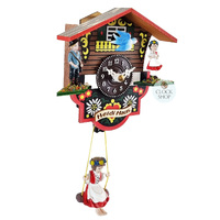 Swiss Heidi House Battery Chalet Clock With Swinging Doll 12cm By TRENKLE image
