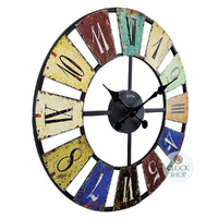 50cm Multi Coloured Round Metal Wall Clock By AMS image