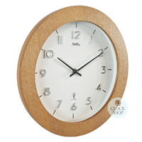 29cm White & Natural Wood Round Wall Clock By AMS image