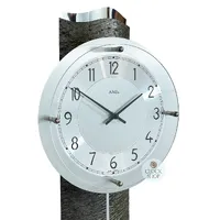 66cm Grey And Silver Pendulum Wall Clock With Silver Dial By AMS image