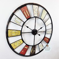 80cm Multi Coloured Round Metal Wall Clock By AMS image