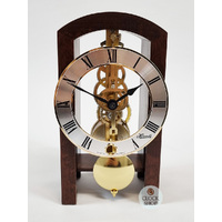 18cm Walnut Mechanical Skeleton Table Clock By HERMLE (Small Scratch) image