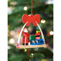 7cm Bow Hanging Decoration Santa & Sled By Graupner image