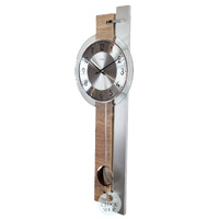 67cm Beech & Silver Two Tone Pendulum Wall Clock By AMS image