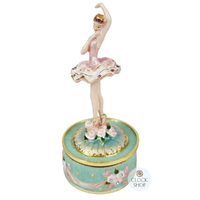 Pink & Green Ballerina Figurine Enamel Music Box (Tchaikovsky- Swan Lake) image