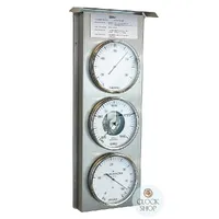 51cm Silver Outdoor Weather Station With Thermometer Barometer & Hygrometer By FISCHER image