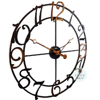 60cm Copper Look Round Wall Clock With Large Numbers By AMS  image