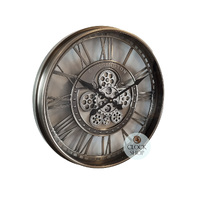 53.3cm Levi Silver Moving Gear Wall Clock By COUNTRYFIELD image