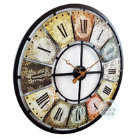 80cm Multi Coloured Round Metal Wall Clock With Roman Numerals By AMS  image