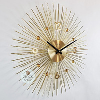 50cm Gold Sunray Jewelled Wall Clock By AMS image