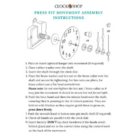 Press Fit Step Clock Movement | Fits 3.1mm & 5.0mm Hand Holes- Assorted Shaft Lengths image