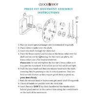Press Fit Sweep Clock Movement Kit- Black Spade & Seconds Hands (22mm Shaft) image