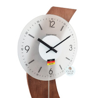70cm Walnut Wave Modern Wall Clock With Pendulum By HERMLE image