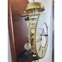 68cm Walnut & Brass Mechanical Skeleton Wall Clock With Bell Strike By HERMLE image