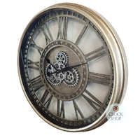 80cm Levi Silver Moving Gear Wall Clock By COUNTRYFIELD image