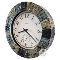 26cm Bowfell Indoor / Outdoor Slate Effect Wall Clock With Temperature By ACCTIM image