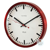 30cm Brushed Stainless Red Modern Wall Clock By HERMLE image