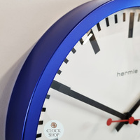 30cm Brushed Stainless Blue Modern Wall Clock By HERMLE image
