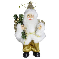 18cm Gold & White Santa Hanging Decoration- Assorted Designs image