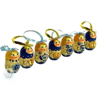 Russian Dolls Hanging Decoration- Blue & Yellow 6cm (Set of 7) image