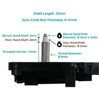 Euroshaft Pendulum Step Clock Movement By TAKANE (25mm Shaft) image