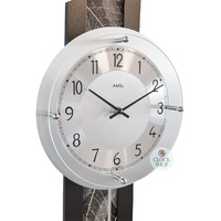 68cm Dark Green Pendulum Wall Clock With Rainforest Leaf Pattern & Silver Dial By AMS image