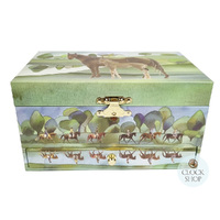 Green Horses Glow In The Dark Musical Jewellery Box (Beautiful Dreamer By F Steven) (Damaged) image