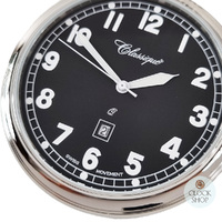 48mm Rhodium Unisex Pocket Watch With Open Dial By CLASSIQUE (Black Arabic) image