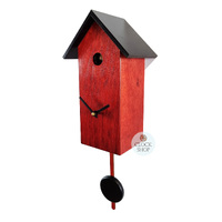 Red Bird House Battery Modern Cuckoo Clock 29cm By ENGSTLER image