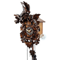 Fox & Grapes Battery Carved Cuckoo Clock 30cm By ENGSTLER image