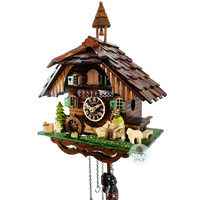 Farmer & Sheep Battery Chalet Cuckoo Clock 30cm By ENGSTLER image