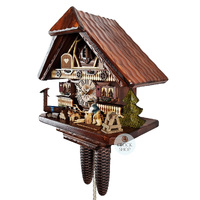 Wood Chopper & Dog 8 Day Mechanical Chalet Cuckoo Clock 33cm By HEKAS image