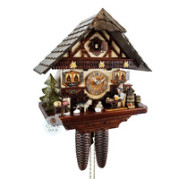 Beer Drinker & Dog 8 Day Mechanical Chalet Cuckoo Clock 33cm By HEKAS image