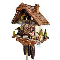 Wood Sawer & Dancers 8 Day Mechanical Chalet Cuckoo Clock 38cm By HEKAS image