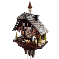 Wood Chopper & Dancers 8 Day Mechanical Chalet Cuckoo Clock With Bell Tower 55cm By HEKAS image