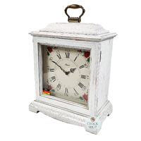 33cm White Battery Mantel Clock With Westminster Chime & Vintage Floral Dial By HERMLE image