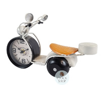 16.5cm White Scooter Battery Table Clock By COUNTRYFIELD image