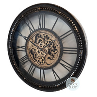 70cm Hasius Black & Gold Moving Gear Clock By COUNTRYFIELD image