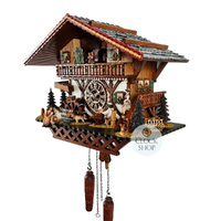 Accordion Player & Beer Drinker Battery Chalet Cuckoo Clock 37cm By TRENKLE image