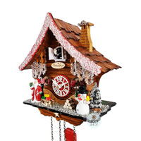 Christmas Santa & Snowman Battery Chalet Cuckoo Clock 27cm By TRENKLE image